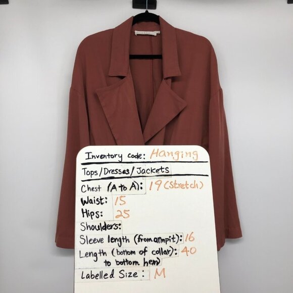 Astr The Label Lightweight Trench Coat Rust Red Tencel cardigan jacket/duster M - Picture 15 of 16